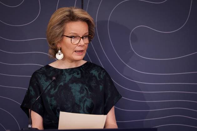 Queen Mathilde of Belgium delivers a speech at a royal visit to the 24 years of the Women, Peace and Security (WPS) Agenda, time for pragmatism seminar in Tournai, Thursday 21 March 2024. The colloquium focusing on inclusion of women in peace processes, is organized by the Belgian Presidency of the Council of the EU. KURTxDESPLENTER 89580949