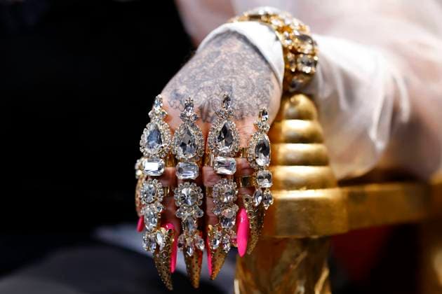 Fashion designer Harald Glööckler shows off his jeweled hands at the Kosmagic stand at the Beauty 2024 beauty fair at Messe Düsseldorf Düsseldorf, 23 03 2024 NRW Germany Copyright: xChristophxHardtx