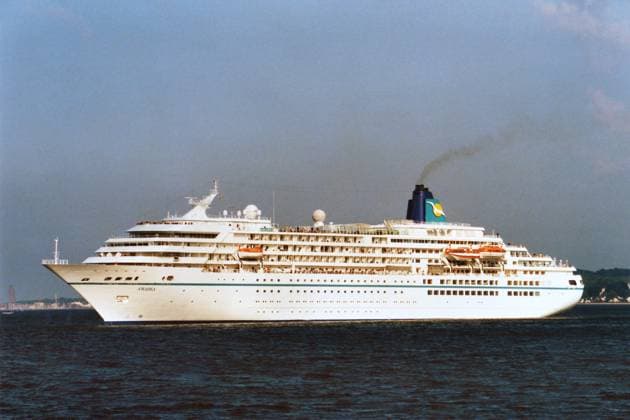 Cruise archive worldwide old cruise ships in the North Baltic Sea Canal or in the Kieler Foerde in the federal state Schleswig Holstein in Germany e g MS Amadea in October 2008 cruise ship