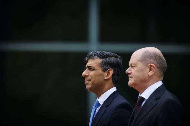 Olaf Scholz SPD , Federal Chancellor, receives Rishi Sunak, Prime Minister of the United Kingdom of Great Britain and Northern Ireland, at the Chancellery Berlin, 24 04 2024 Berlin Germany Copyright: xThomasxTrutschelxphotothek.dex