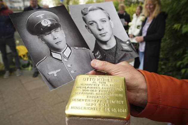 Stumbling stone laid for Otto Kühlen in Duisburg FOR EDITORIAL PURPOSES ONLY EDITORIAL USE ONLY p A stumbling stone will be laid for Otto Kühlen on Thursday, April 25, 2024 at Flachsmarkt in Duisburg He was sentenced to death as a deserter in 1941 Another stone was laid in the same place two years ago for his brother Duisburg NRW Duisbu Copyright: STEFANxAREND doc7v5ij2b2a39szopniu4 ,EDITORIAL USE ONLY Copyright: STEFANxAREND