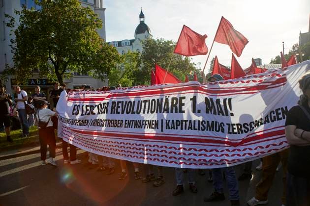 Revolutionary May Day demonstration, Berlin, Südstern, free palestine, Handelmann