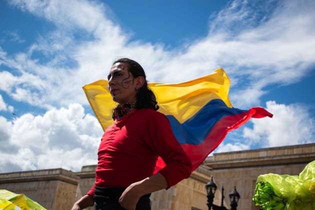 May 1, 2024, Bogota, Cundinamarca, Colombia: Supporters of colombian president Gustavo Petro demonstrate in support of his reform bills on retirment, labor, prisions and health on May 1, 2024, in Bogota, Colombia. Bogota Colombia - ZUMAvp1_ 20240501_zia_vp1_034 Copyright: xJessicaxPatinox