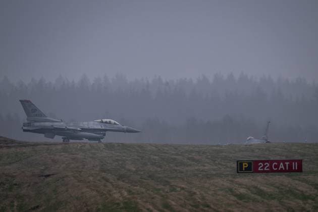 RECORD DATE NOT STATED Two U.S. Air Force F-16 Fighting Falcons assigned to the 480th Fighter Squadron taxi at Spangdahlem Air Base Germany, Feb. 29, 2024. The U.S. remains steadfast in the shared commitment to peace and stability in Europe and will continue to work alongside Allies and Partners to deter threats to national sovereignty throughout the region. Air Force Copyright: xpiemagsx piemagsdvidsfeb24032024-16687 !ACHTUNG AUFNAHMEDATUM GESCHÄTZT!