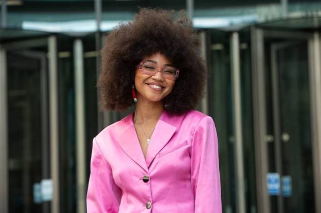 May 19, 2024, London, England, United Kingdom: Activist MIKAELA LOACH is walking out of the BBC Studios after her appearance on Sunday With Laura Kuenssberg. London United Kingdom - ZUMAk172 20240519_zip_k172_098 Copyright: xThomasxKrychx
