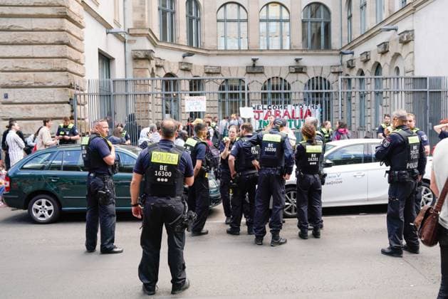 Berlin, Germany 23 May 2024 Occupied building of the Humboldt University Berlin Occupation by a pro-Palestinian group Institute for Social Sciences of the Humboldt University of Berlin Copyright: xFotostandx xReuhlx