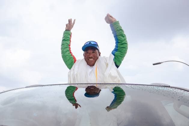 May 24, 2024, Kathmandu, Nepal: Legendary Mountaineer Kami Rita Sherpa waves at people as he arrives after scaling Mt Everest for the 30th time, leading the world record of most ascents on the world s highest peak Mount Everest at Tribhuvan International Airport. Kami Rita Sherpa, considered one of the greatest mountain guides, reached the 8,849-meter (29,032-foot) summit at 7:49 AM local time on Wednesday 22 May, 2024 according to expedition organizer Seven Summits Treks. Kathmandu Nepal - ZUMAs197 20240524_aaa_s197_079 Copyright: xPrabinxRanabhatx