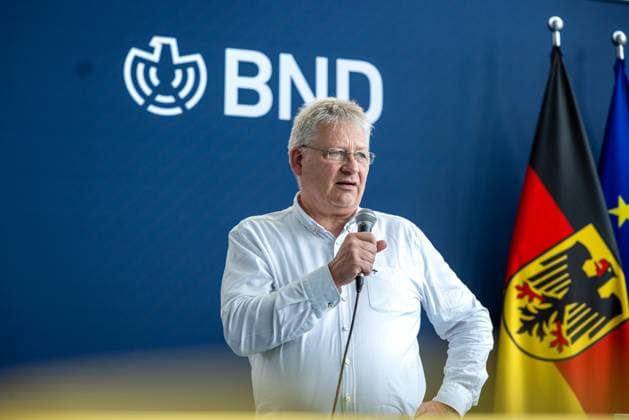 Germany, Berlin on 26 05 2024 Dr Bruno Kahl, President of the Federal Intelligence Service BND at the BND stand in the Federal Chancellery as part of the celebration of democracy 75 years of the Basic Law