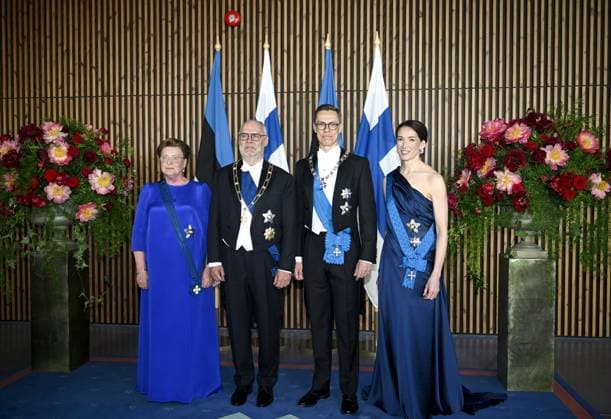 Finnish President Alexander Stubb and Mrs. Suzanne Innes-Stubb and Estonian President Alar Karis and Mrs. Sirje Karis during the State Dinner in Tallinn, Estonia on May 27, 2024. President Alexander Stubb pays a three-day state visit to Estonia. Tallinn Estonia Copyright: xMarkkuxUlanderx LKFTJK20240527194921LXMB
