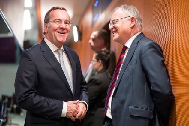 Minister Presidents Conference at the Federal Chancellery, Berlin, 20 06 2024 Boris Pistorius Federal Minister of Defense, SPD and Stephan Weil Minister President of Lower Saxony, SPD in conversation before the consultations at the Minister Presidents Conference with the heads of government of the federal states at the Federal Chancellery, Berlin, 20 06 2024 Berlin F Copyright: xBenxKriemannx