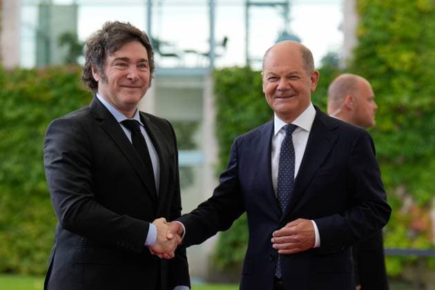 State visit, Federal Chancellor Scholz, President Milei Federal Chancellor Olaf Scholz receives the President of the Argentine Republic, Javier Milei, at the Federal Chancellery Berlin Berlin GER