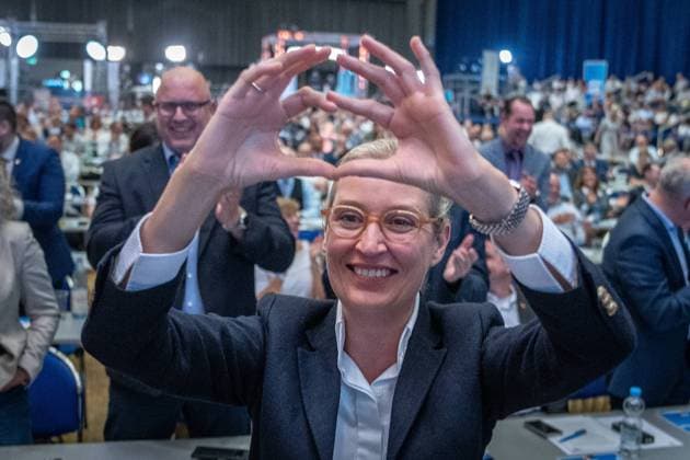 Alice Weidel, Federal Spokesperson AfD, after the election of her co-chair 15 Federal Party Conference AfD Alternative for Germany 2024 in Essen , Essen North Rhine-Westphalia Germany Grugahalle