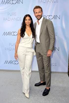 Amira Pocher with boyfriend Christian Düren at the Marc Cain Fashion Show Pure Radiance Spring Summer 2025 at Berlin Fashion Week S S 2025 in the Colonnade with Triumphtor at the New Palace Potsdam, 02 07 2024 Foto:xF.xKernx xFuturexImagex cain_4670
