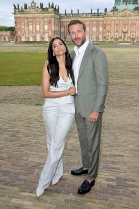 Amira Pocher with boyfriend Christian Düren at the Marc Cain Fashion Show Pure Radiance Spring Summer 2025 at Berlin Fashion Week S S 2025 in the Colonnade with Triumphtor at the New Palace Potsdam, 02 07 2024 Foto:xF.xKernx xFuturexImagex cain_4724