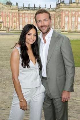Amira Pocher with boyfriend Christian Düren at the Marc Cain Fashion Show Pure Radiance Spring Summer 2025 at Berlin Fashion Week S S 2025 in the Colonnade with Triumphtor at the New Palace Potsdam, 02 07 2024 Foto:xF.xKernx xFuturexImagex cain_4731