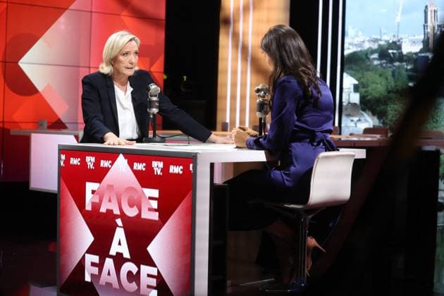 Marine Le Pen Appears On RMC BFMTV - Paris Marine Le Pen is interviewed by Apolline de Malherbe on RMC BFMTV in Paris, France on July 04, 2024. Photo by Jerome Domine ABACAPRESS.COM Paris France  Copyright: xDominexJerome ABACAx