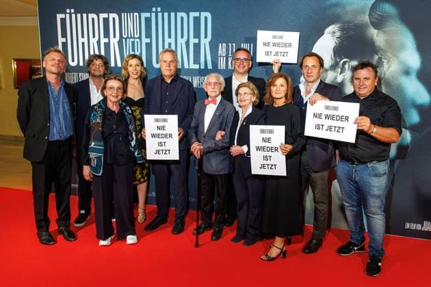 Premiere Führer und Verführer Robert Stadlober, Joachim Lang, Fritz Karl, Franziska Weisz and Till Derenbach at the cinema premiere of Führer und Verführer at Delphi Filmpalast Kino on 11 07 2024 in Berlin Copyright: xEventpressxKochanx