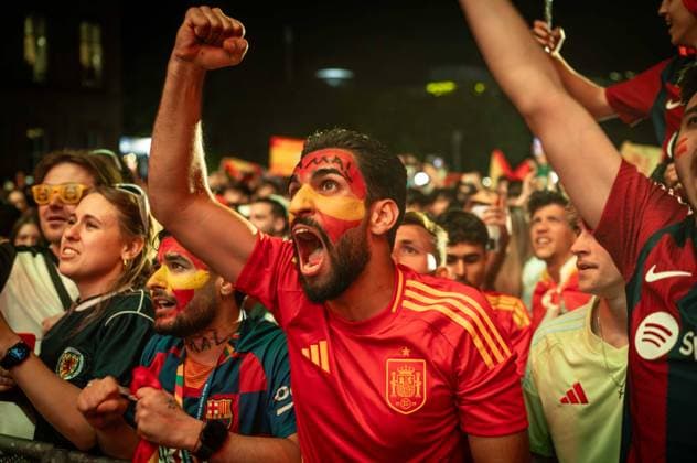 Spanish fans in Stuttgart 20240714 UEFA EURO 2024 Public Viewing Schlossplatz Stuttgart Football Fan Zone Final GB E Spain v England