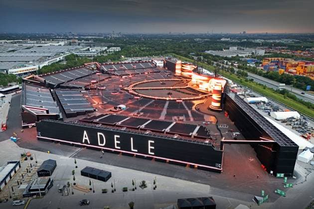Soundcheck by Adele on31 07 2024 in the completed Open Air Arena for the European concerts in August on the open-air grounds of Messe Muenchen The global superstar Adele will perform in Munich on 2 , 3 , 9 and 10 August 2024 On the grounds of Messe Muenchen on the A94 freeway, Adele will perform in an open-air situation created
