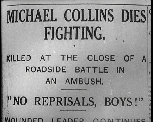RECORD DATE NOT STATED Newspaper Headline Michael Collins Dies in Fighting. , 1922. From Time to Remember - Sitting Still And Going Slowly, 1922 (Reel 4); a review of events in 1922 including Irish Troubles, war between Greece and Turkey and developments in aviation and radio. Copyright:xBritishxPathexLtd HeritagexImagesxBritishxPathexLtdx IMAGO, ! ACHTUNG: AUFNAHMEDATUM GESCHÄTZT!  Copyright:BritishxPathexLtd HeritagexImagesxBritishxPathexLtdx IMAGO