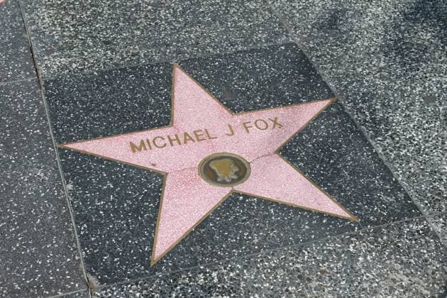 19 08 2024, AMERICA, USA, On the road in America, symbol picture, theme picture, various theme pictures, travel, travel impressions, travel features, United States of America, travel feature, in the picture Michael j Fox, star, Hollywood, Hollywood Boulevard, Los Angeles, City Sightseeing, Hop On Hop Off, Walk of Fame, USA, America,