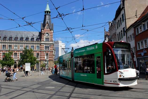 Erfurter Anger Erfurt, 16 08 2024 The Anger in Erfurt is a hub for streetcars All tram lines that run in all directions cross here Photo Mario Gentzel Thuringia Germany Copyright: xMarioxGentzelx
