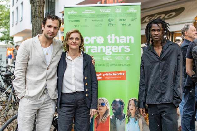 Samuel Schneider, Sylvie Michel and Leo Daudin at the premiere of the feature film ˜More Than Strangers˜ at Kino Filmkunst 66 Berlin, 22 08 2024 Foto:xM.xPatzigx xFuturexImagex strangers_4853