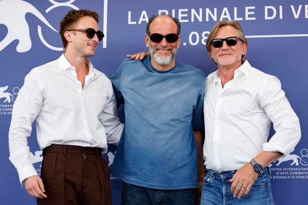 September 3, 2024, Venice, ITALY: Italian director Luca Guiadagnino (C) US actor Drew Starkey (L) and US actor Daniel Craig pose at a photocall of ˜Queer™ at the 81st annual Venice International Film Festival, in Venice, Italy, 03 September 2024. The movie is presented in the official competition Venezia 81 at the festival running from 28 August to 07 September 2024. ANSA FABIO FRUSTACI Venice ITALY  - ZUMAa110 20240903_zaf_a110_039 Copyright: xFabioxFrustacix
