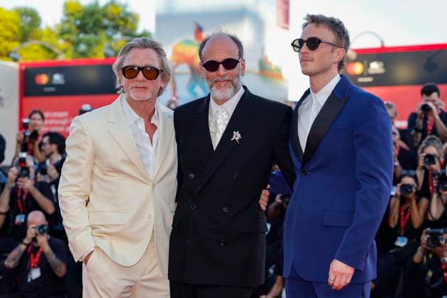 September 3, 2024, Venice, ITALY: Italian director Luca Guadagnino (C) Drew Starkey and US actor Daniel Craig (L) arrive for the premiere of ˜Queer™ at the 81st annual Venice International Film Festival, in Venice, Italy, 03 September 2024. The movie is presented in the official competition Venezia 81 at the festival running from 28 August to 07 September 2024. ANSA FABIO FRUSTACI Venice ITALY  - ZUMAa110 20240903_zaf_a110_096 Copyright: xFabioxFrustacix