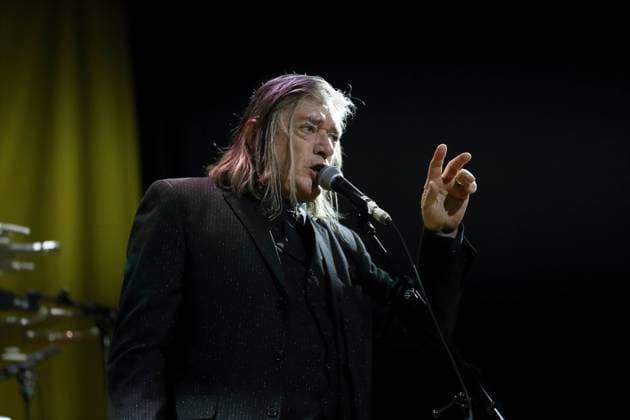 Blixa Bargeld from the band Einstürzende Neubauten at a concert at the Waschhaus in Potsdam, September 3, 2024 Einstürzende Neubauten concert Potsdam
