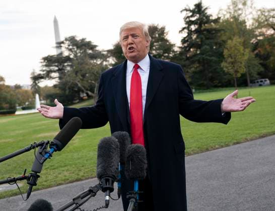President Donald Trump departs The White House to attend a political event in Florida United States President Donald J. Trump speaks to the media as he departs The White House in Washington, DC, to attend a political event in Florida, October 31, 2018. Photo Credit: Chris Kleponis CNP AdMedia Washington District of Columbia United States of America EDITORIAL USE ONLY  Copyright: xx ChrisxKleponisx admphotostwo539151