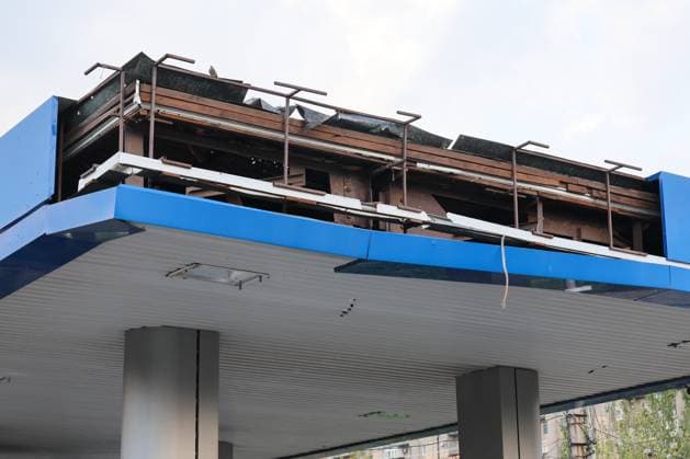 RUSSIA, DONETSK PEOPLE S REPUBLIC - SEPTEMBER 10, 2024: A view of a fuel filling station in city of Gorlovka damaged by a Ukrainian military strike. Dmitry Yagodkin TASS  73887680