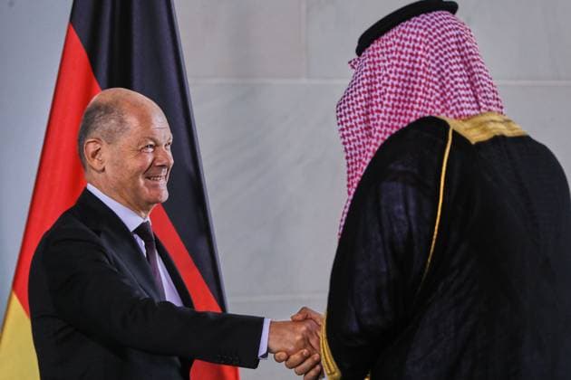 Berlin, Germany, 10 09 2024 Federal Chancellery Welcoming the Diplomatic Corps Federal Chancellor Olaf Scholz SPD and Abdullah bin Khalid bin Sultan bin Abdulaziz Al Saud, Ambassador of Saudi Arabia Copyright: xdtsxNachrichtenagenturx dts_45293