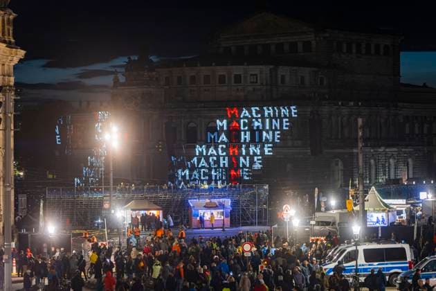 Kraftwerk concert Dresden Only concert in Germany in 2024 in front of the Dresden Semperoper The legendary techno and electro pioneers Kraftwerk are playing a single concert in Germany this year Dresden Saxony Germany