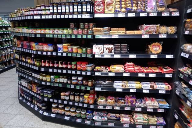 Shelf in the supermarket Marmalade Pastries Spread Nutella Shelves in the supermarket Penny Shelf in the supermarket