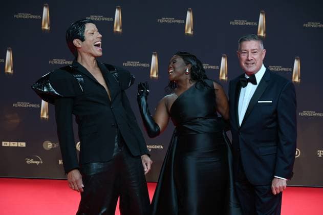 Jorge Gonzalez, Motsi Mabuse and Joachim Llambi, l r, attend the German Television Award gala and ceremony in Cologne