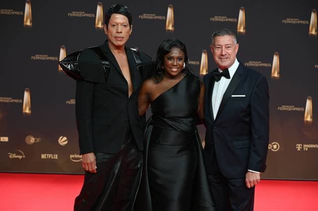 Jorge Gonzalez, Motsi Mabuse and Joachim Llambi, l r, attend the German Television Award gala and ceremony in Cologne