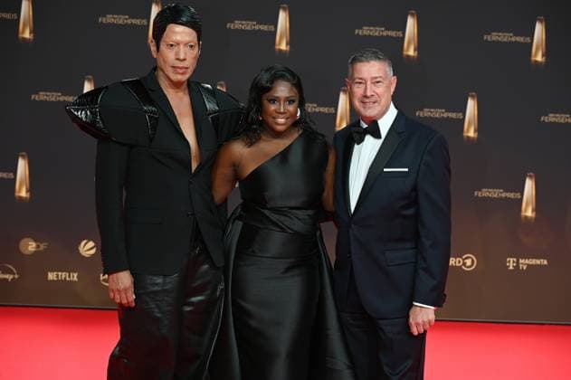 Jorge Gonzalez, Motsi Mabuse and Joachim Llambi, l r, attend the German Television Award gala and ceremony in Cologne