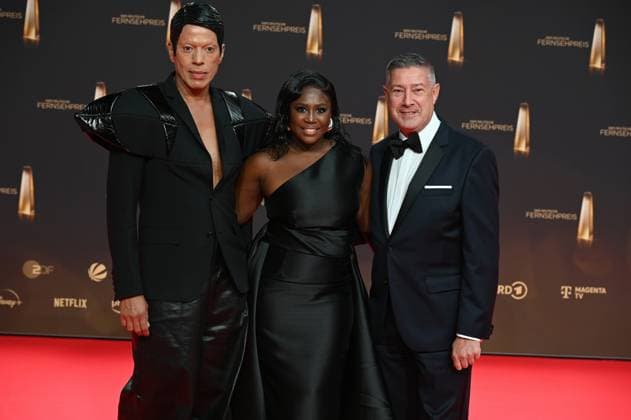 Jorge Gonzalez, Motsi Mabuse and Joachim Llambi, l r, attend the German Television Award gala and ceremony in Cologne