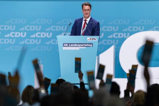 46 State party conference of the CDU North Rhine-Westphalia on 28 09 2024 in the Münsterland Hall in Münster Hendrik Wüst State Chairman and Minister President NRW xJRx