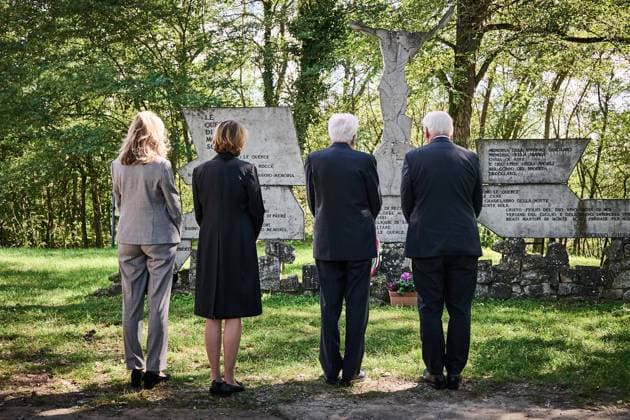 Italy, Federal President Steinmeier travels to the commemoration of the 80th anniversary of the Monte Sole massacre After the wreath-laying ceremony in the ruins of St. Martins Church on 29 Septembe