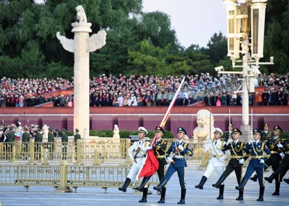 (241001) -- BEIJING, Oct. 1, 2024 -- A flag-raising ceremony marking the 75th anniversary of the founding of the People s Republic of China is held at the Tian anmen Square in Beijing, capital of China, Oct. 1, 2024. ) CHINA-BEIJING-NATIONAL DAY-FLAG-RAISING CEREMONY (CN) RenxChao