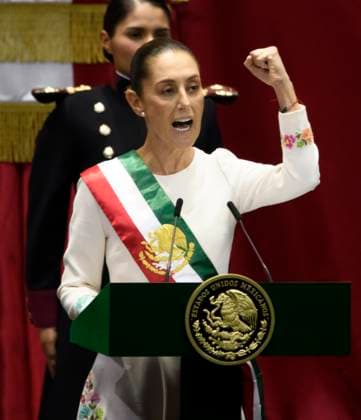 September 30, 2024, Mexico City, Mexico City, Mexico: President ANDRES MANUEL LOPEZ OBRADOR places the presidential sash on CLAUDIA SHEINBAUM at the plenary session of the Chamber of Deputies. Claudia Sheinbaum becomes the first woman in the position of president throughout the history of Mexico. Mexico City Mexico - ZUMAn296 20240930_zip_n296_013 Copyright: xJorgexNunezx