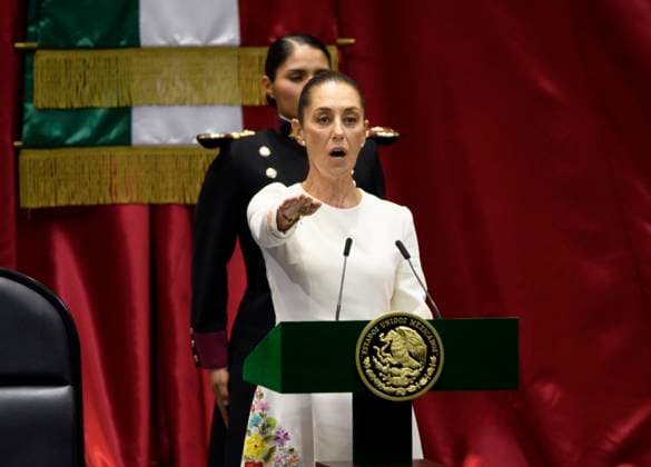 September 30, 2024, Mexico City, Mexico City, Mexico: President ANDRES MANUEL LOPEZ OBRADOR places the presidential sash on CLAUDIA SHEINBAUM at the plenary session of the Chamber of Deputies. Claudia Sheinbaum becomes the first woman in the position of president throughout the history of Mexico. Mexico City Mexico - ZUMAn296 20240930_zip_n296_016 Copyright: xJorgexNunezx