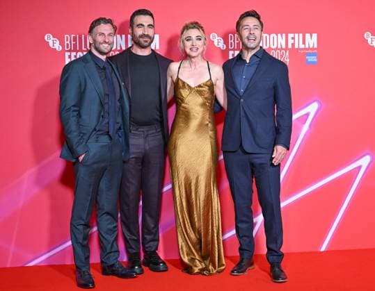 Bilder des Jahres 2024, Entertainment 10 Oktober Entertainment Themen der Woche KW41 Red Carpet, Arrivals, All of You, London, UK. London, UK, 10 October 2024. (L-R) Steven Cree, Brett Goldstein, Imogen Poots, William Bridges during the Red Carpet arrivals for the film All of You during the London Film Festival at the BFI Southbank, London, UK., Credit:Lee Floyd Avalon UK, London, BFI Southbank Copyright: xLeexFloydx xAvalonx 0919232508
