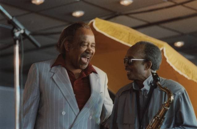 RECORD DATE NOT STATED Harry Sweets Edison and Jimmy Heath, Jazz Inn Party, Nordwijk, Netherlands, 1989. Copyright:xNationalxJazzxArchive HeritagexImagesxBrianxFoskettx IMAGO, ! ACHTUNG: AUFNAHMEDATUM GESCHÄTZT!  Copyright:NationalxJazzxArchive HeritagexImagesxBrianxFoskettx IMAGO