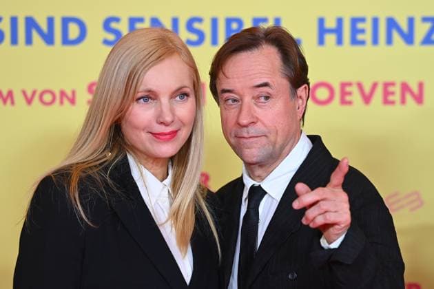 v re Jan Josef LIEFERS actor , Nadja UHL actress World Premiere ALTER WEISSER MANN on 22 10 2024 at the Mathaeser Kino in Munich