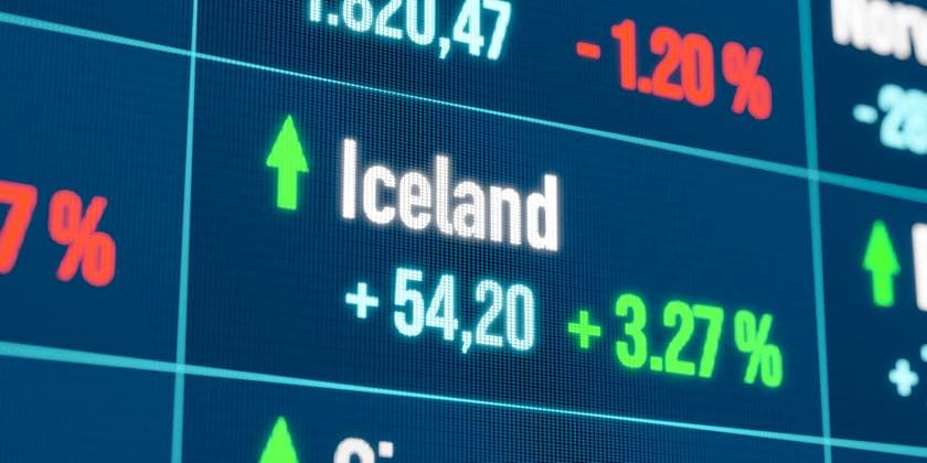 Iceland rising stock market. Iceland rising stock market. Growth, positive trend, bull market, stock market rally, financial markets, success, business. stock_market159s_iceland_index_up