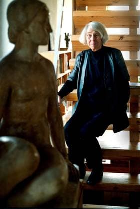 SCANPIX SWEDEN, 1991 10 11 The Finnish author Tove Jansson She is best known for the books about Moomintroll Here in the residence, Helsinki, sitting on the stairs among sculptures x30062x  Copyright: xDanxHansson TTx 30062