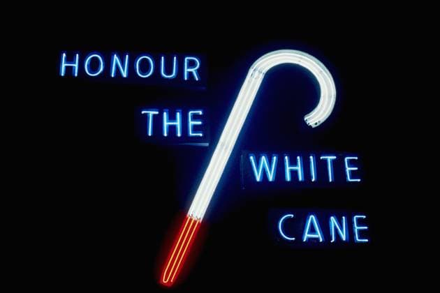 Illuminated neon sign for honour blind person, Pune Maharashtra, India, Asia Copyright: xNitinxKelvalkar DinodiaxPhotox